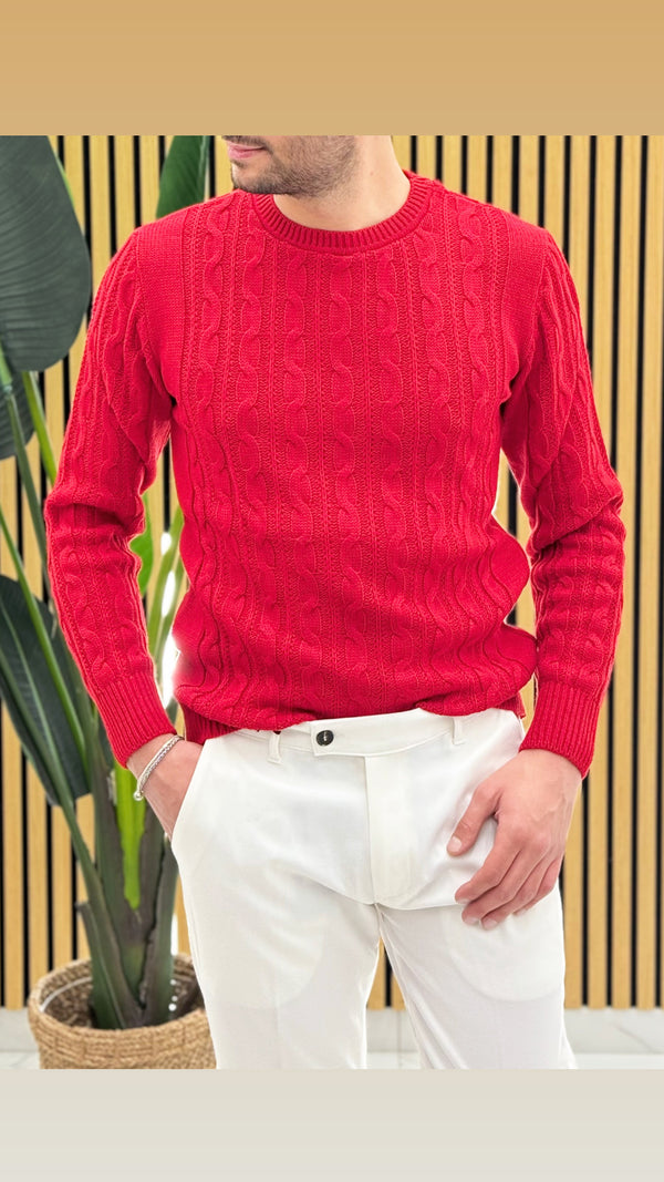 Maglione girocollo treccia