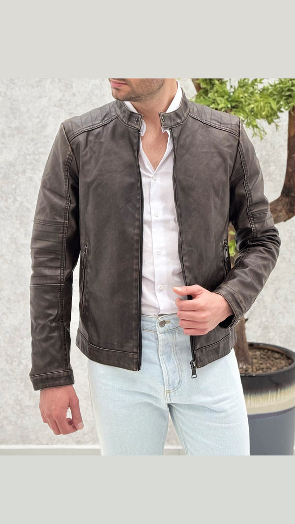 Chiodo Pelle Collo Coreano