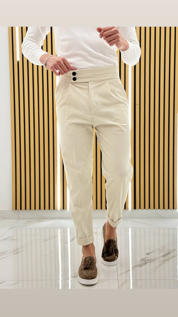 Pantalone vita alta velluto