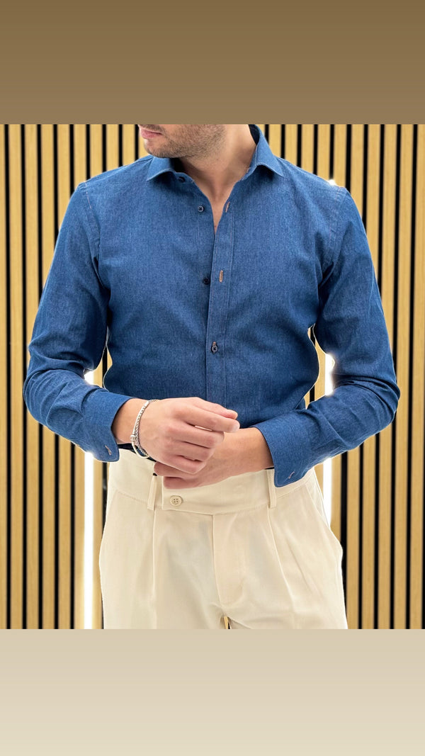 Camicia Collo Francese Jeans