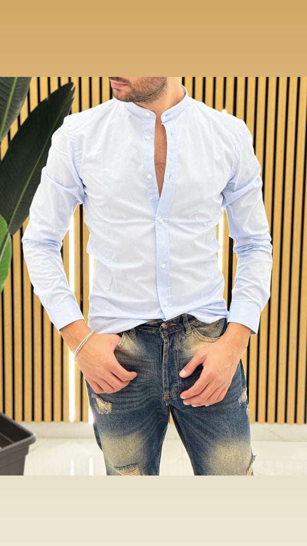 Camicia Slim Fit Collo Coreano