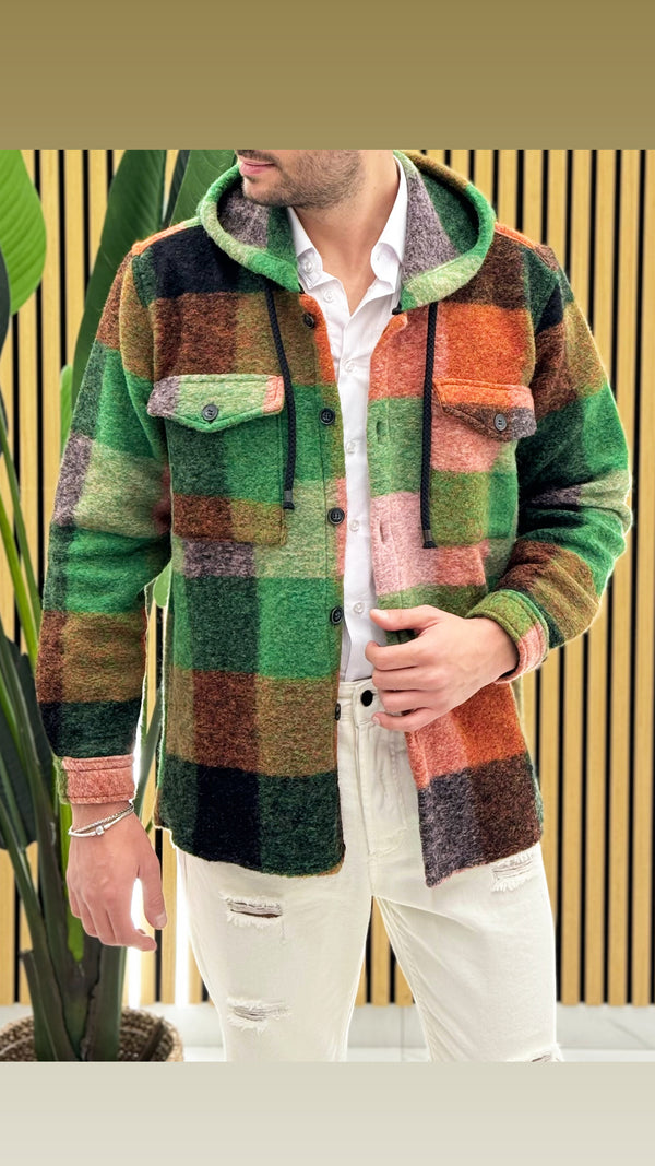 Jacket multicolor cappuccio
