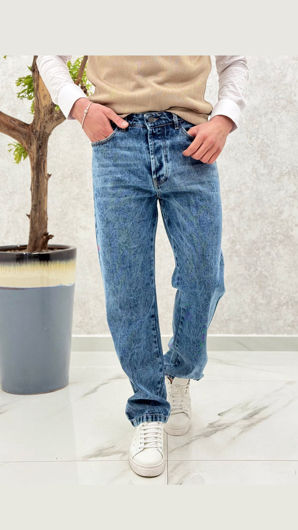 Jeans marmorizzato fondo largo