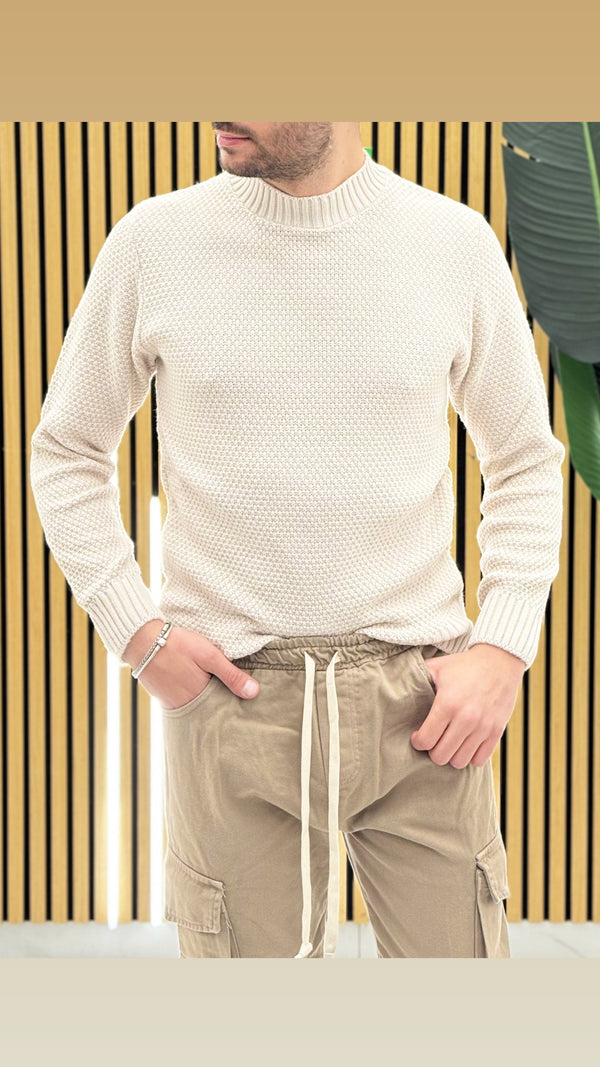 Maglione mezzo collo nido d’ape