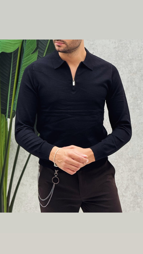 Polo mezza Zip Panama