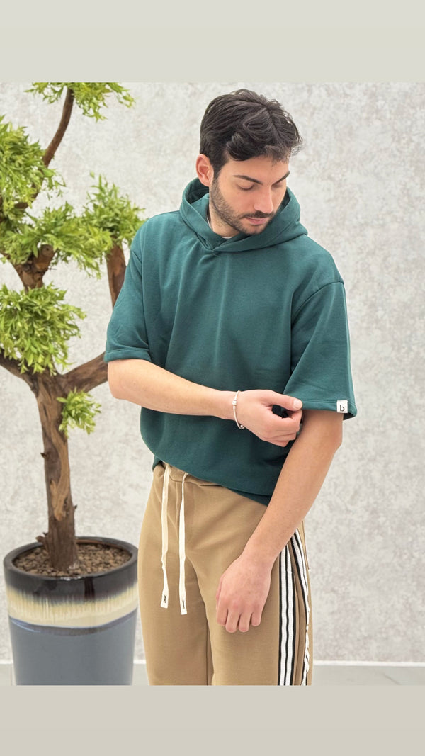 Felpa mezza manica cappuccio B