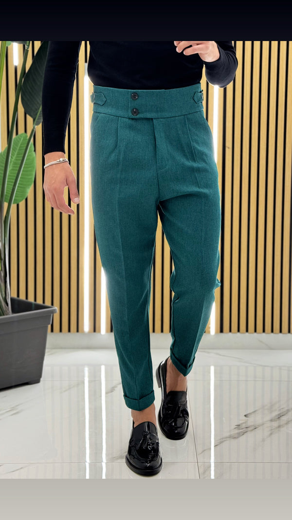 Pantalone Sartoriale Vita Alta Spigato