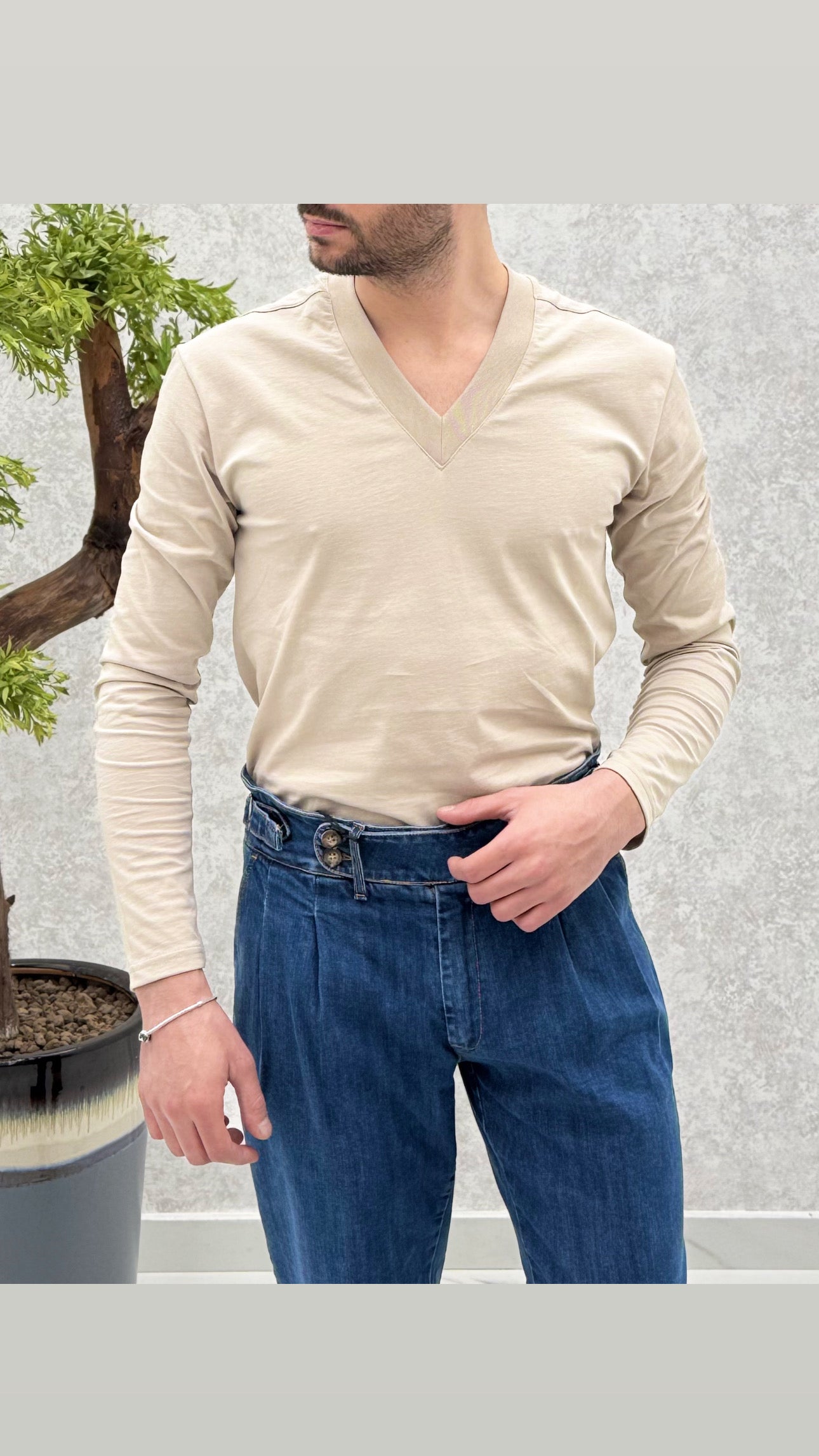 Oltre BIMATERICA CON SCOLLO A V - Maglietta A Manica Lunga - Blu - Foto 5