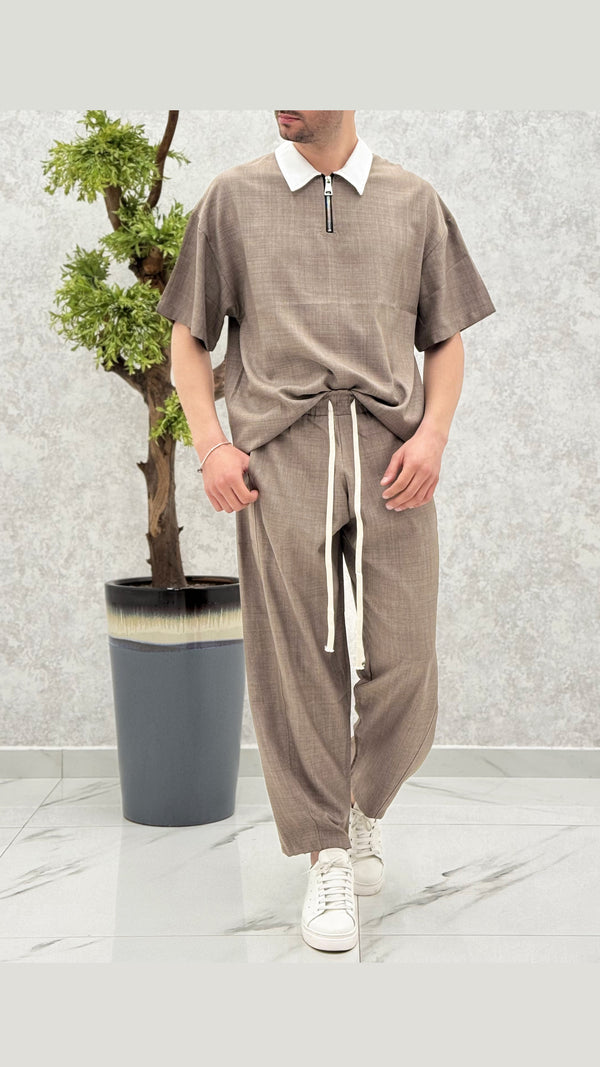 Coordinato polo contrasto zip